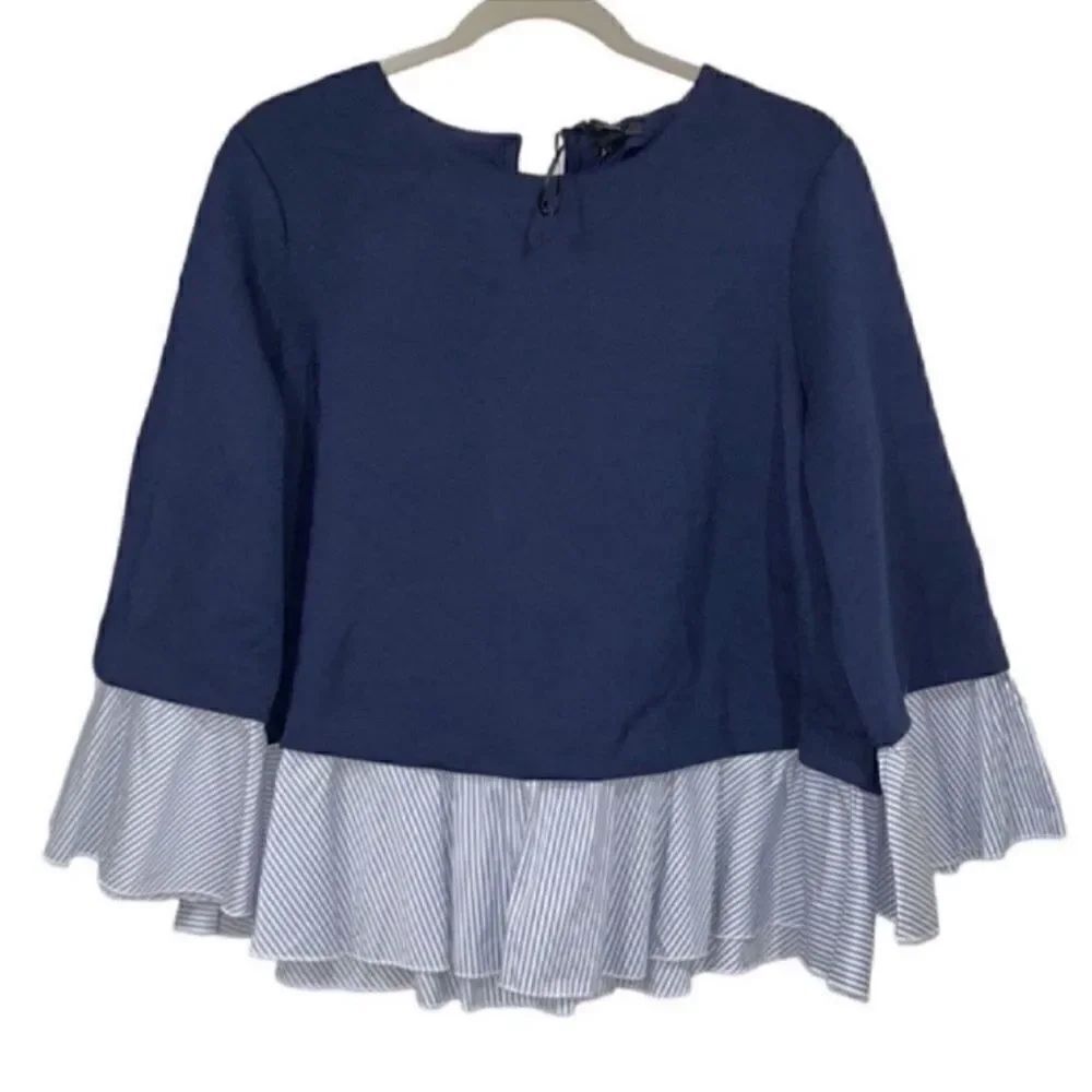 Halogen Blue/White Top(Size Medium)